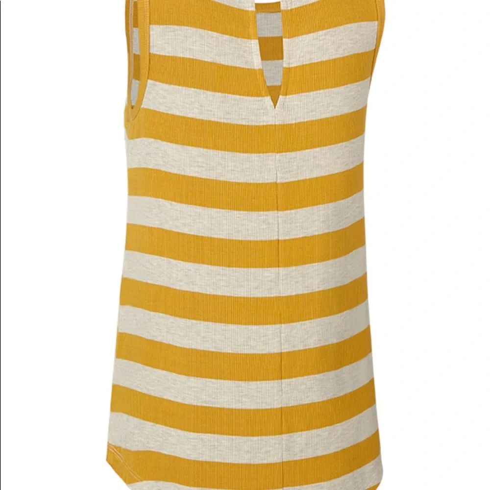 CAbi Yellow and Cream Striped Tank Top